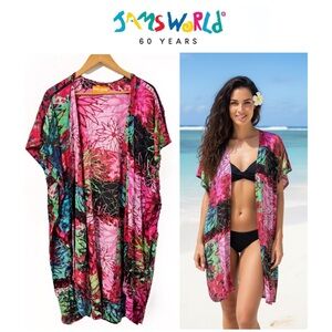 Jams World ✨ Honolulu Hawaii • Kimono Jacket • Cover-up • One Size• Fire Sky